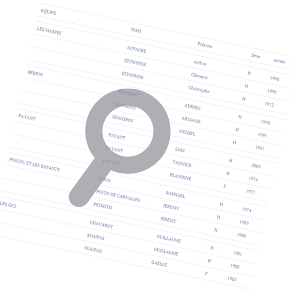 LISTE DES INSCRITS PAR ÉQUIPES